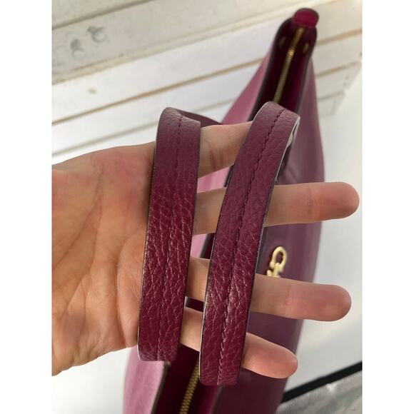 SALVATORE FERRAGAMO LARGE WINE PEBBLED LEATHER HANDBAG ASIS - Picture 13 of 16